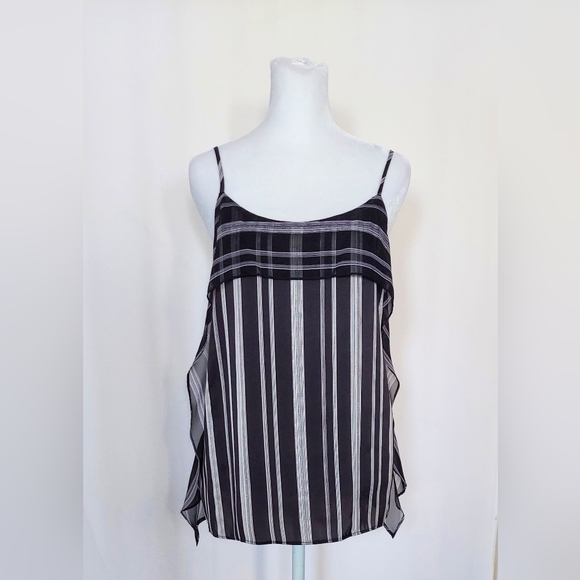 BCBGeneration Adjustable Strap Black White Stripe Cami Sleeveless Top Size XS - Picture 1 of 7